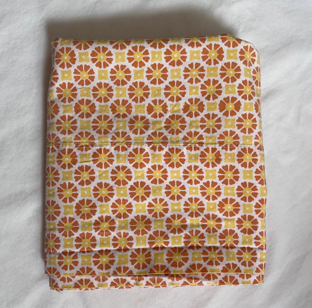 Pottery Barn Standard Pillowcase Vintage-Inspired Floral Orange Yellow